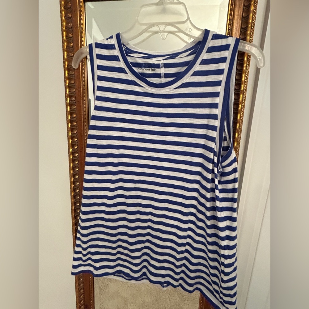 J. Crew Blue and White Girlfriend Tank